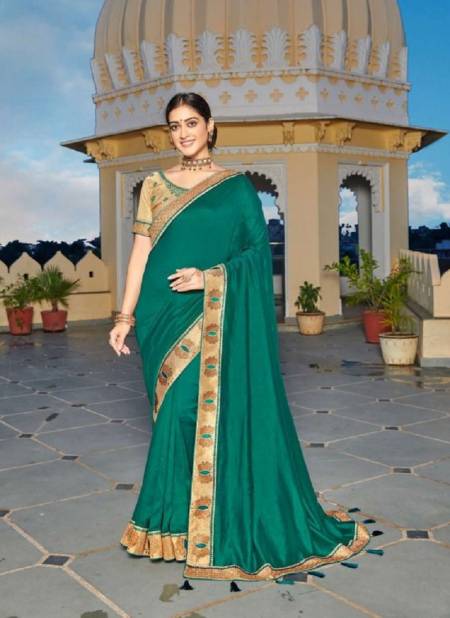Green Colour Aastha Kavira New Latest Ethnic Wear Heavy Vichitra Exclusive Saree Collection 2709